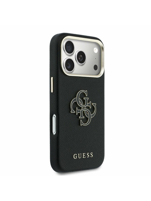 Guess Guess PU Resin Logo Zadnji ovitek za iPhone 17 Pro Black