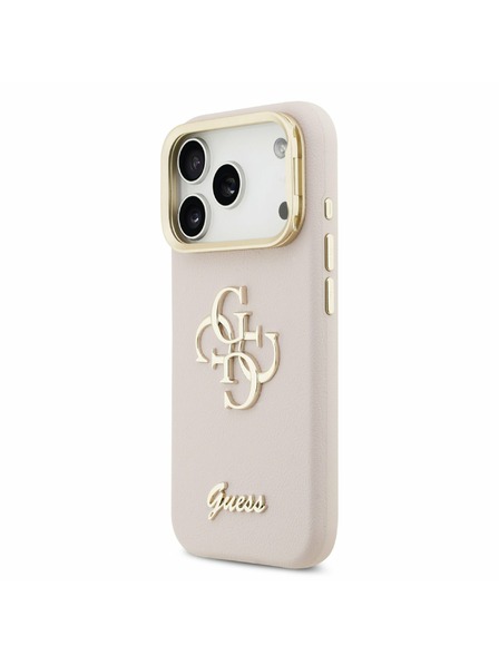 Guess Guess PU Grained 4G Logo Stand Camera Frame Zadnji ovitek za iPhone 17 Pro Pink