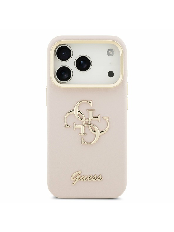 Guess Guess PU Grained 4G Logo Stand Camera Frame Zadnji ovitek za iPhone 17 Pro Pink