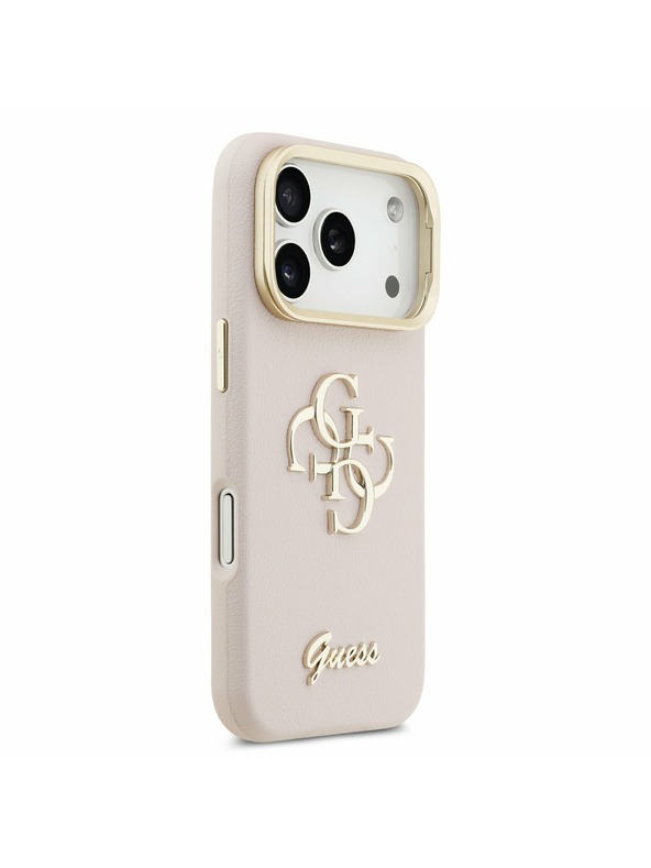 Guess Guess PU Grained 4G Logo Stand Camera Frame Zadnji ovitek za iPhone 17 Pro Pink