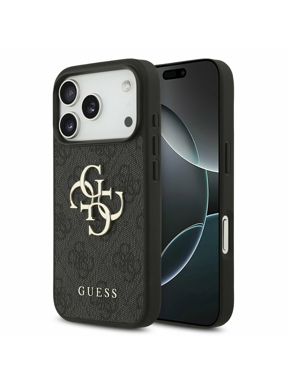Guess Guess PU 4G Metal Logo Zadnji ovitek za iPhone 17 Pro Grey