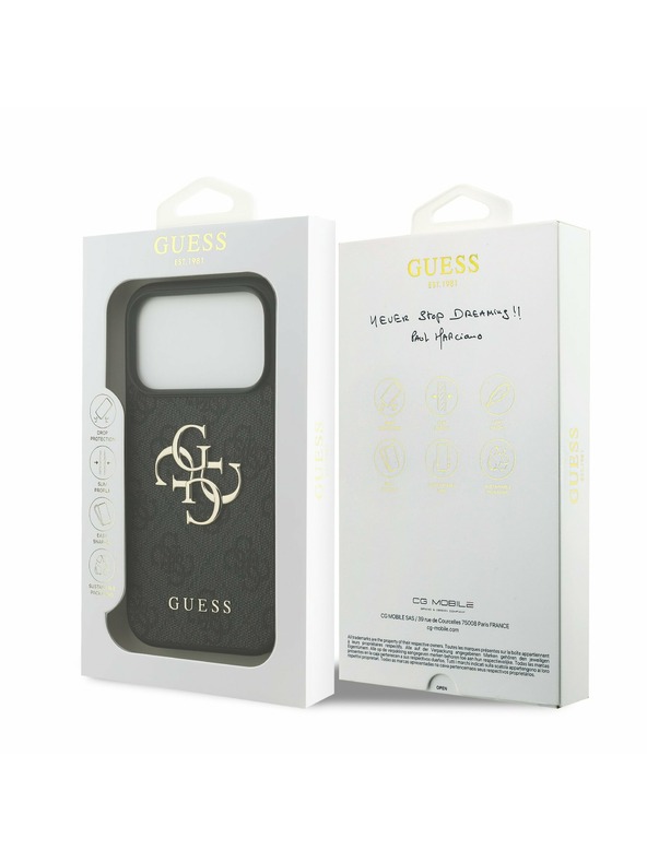 Guess Guess PU 4G Metal Logo Zadnji ovitek za iPhone 17 Pro Grey