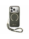 Guess Guess IML Glitter Script Strap MagSafe Zadnji ovitek za iPhone 17 Pro Black