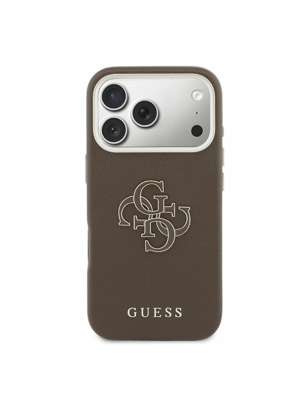 Guess Guess PU Resin Logo Zadnji ovitek za iPhone 17 Pro Brown