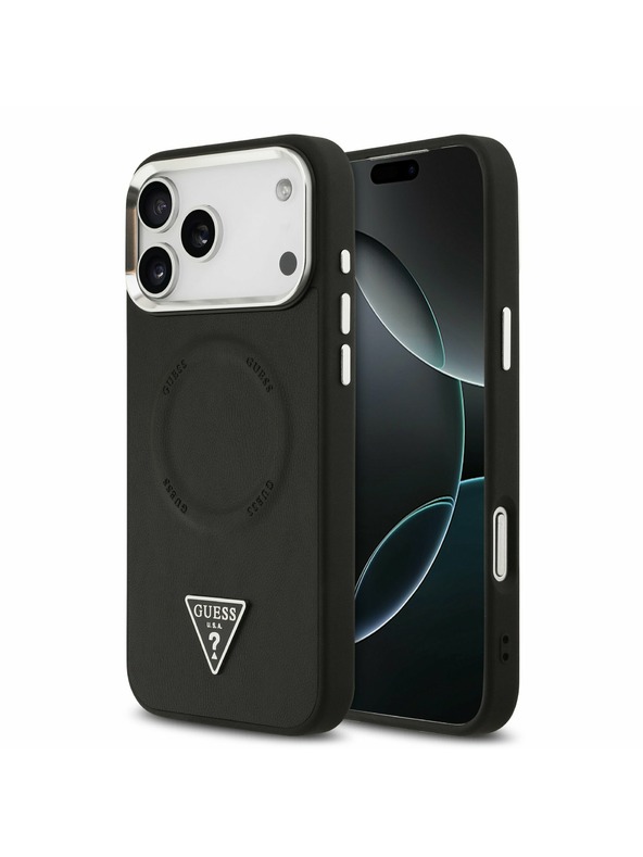Guess Guess PU Leather Triangle Logo MagSafe Zadnji Ovitek za iPhone 17 Pro Black
