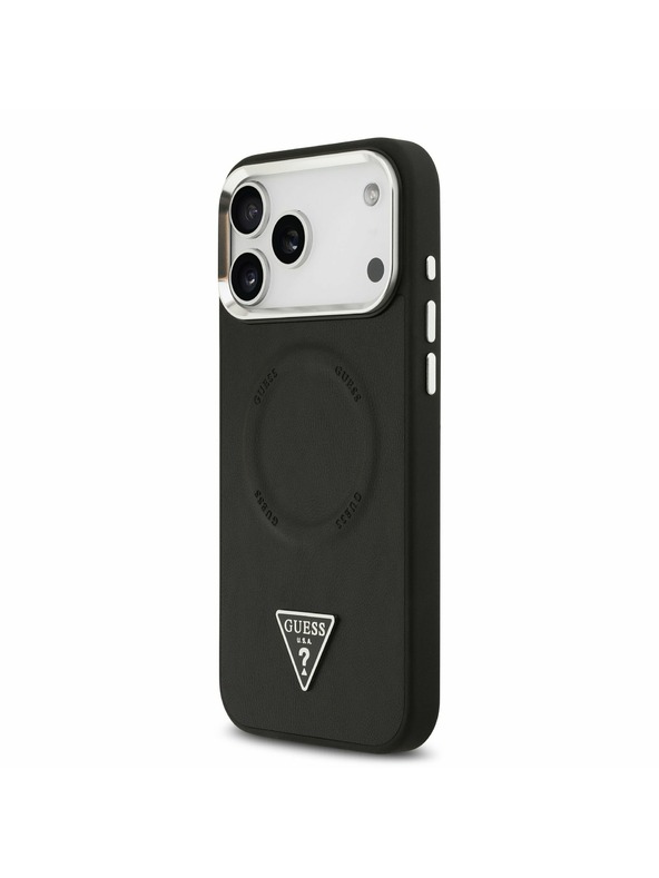 Guess Guess PU Leather Triangle Logo MagSafe Zadnji Ovitek za iPhone 17 Pro Black