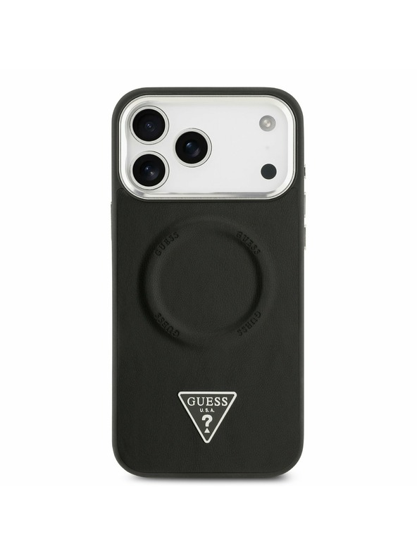 Guess Guess PU Leather Triangle Logo MagSafe Zadnji Ovitek za iPhone 17 Pro Black