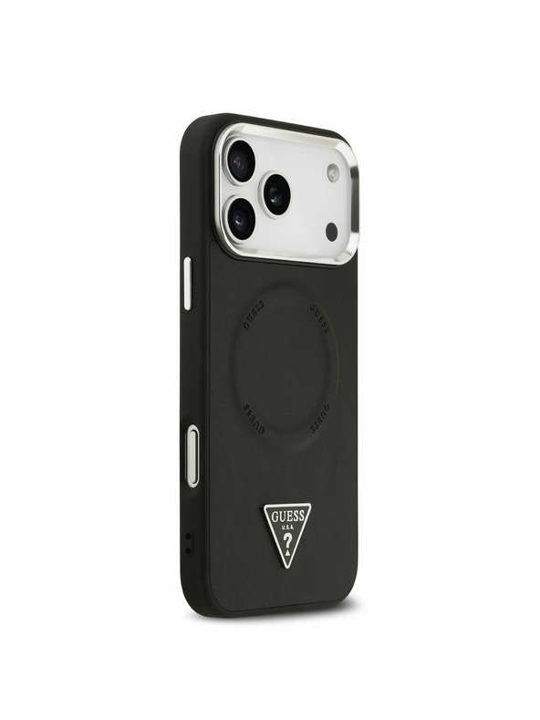 Guess Guess PU Leather Triangle Logo MagSafe Zadnji Ovitek za iPhone 17 Pro Black