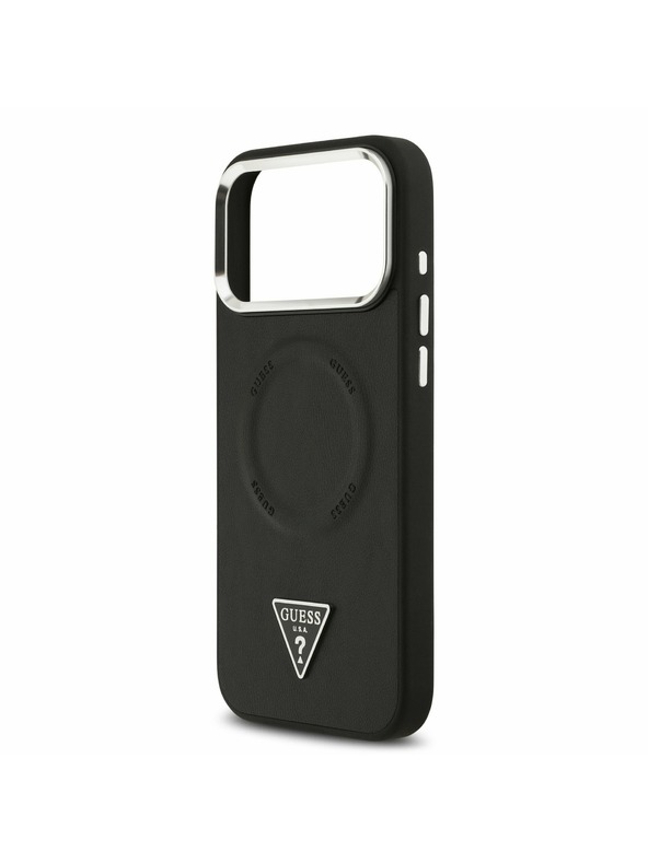 Guess Guess PU Leather Triangle Logo MagSafe Zadnji Ovitek za iPhone 17 Pro Black