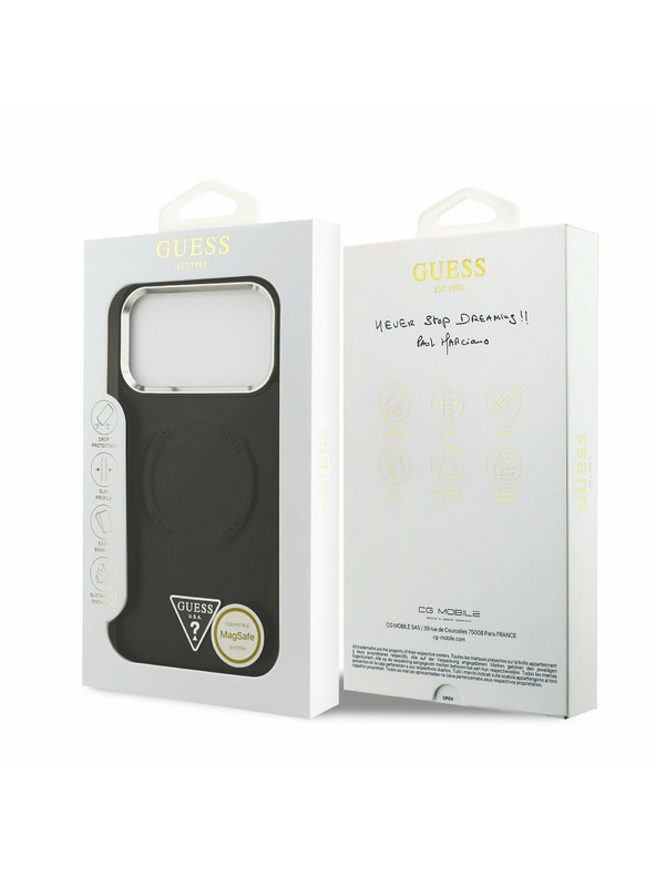 Guess Guess PU Leather Triangle Logo MagSafe Zadnji Ovitek za iPhone 17 Pro Black