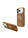 Guess Guess PU Grained 4G Logo Stand Camera Frame Zadnji Ovitek za iPhone 17 Pro Brown