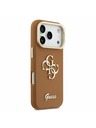 Guess Guess PU Grained 4G Logo Stand Camera Frame Zadnji Ovitek za iPhone 17 Pro Brown