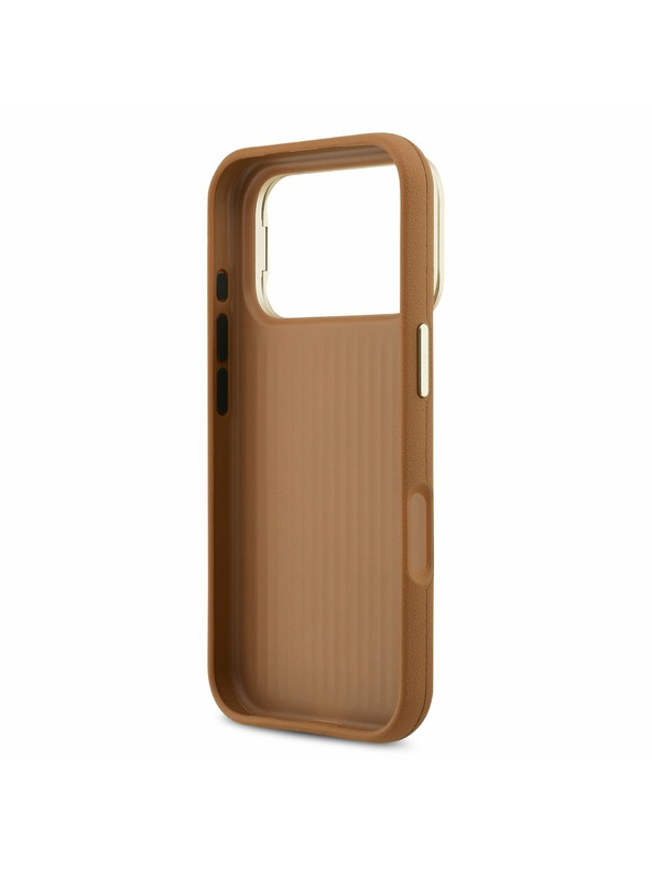 Guess Guess PU Grained 4G Logo Stand Camera Frame Zadnji Ovitek za iPhone 17 Pro Brown