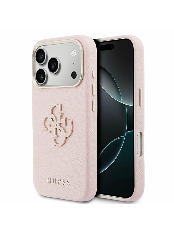 Guess Guess PU Resin Logo Zadnji Ovitek za iPhone 17 Pro Pink