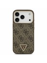 Guess Guess PU Leather 4G Strass Triangle Logo Gold Frame MagSafe Zadnji Ovitek za iPhone 17 Pro Brown