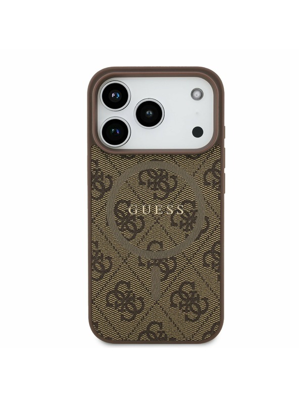 Guess Guess PU Leather 4G Colored Ring MagSafe Zadnji Ovitek za iPhone 17 Pro Brown
