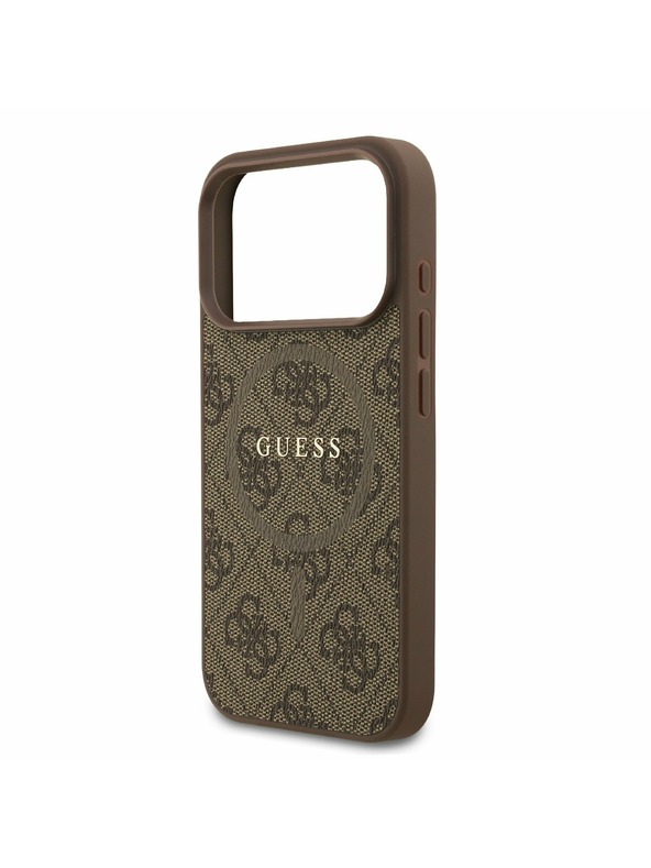 Guess Guess PU Leather 4G Colored Ring MagSafe Zadnji Ovitek za iPhone 17 Pro Brown