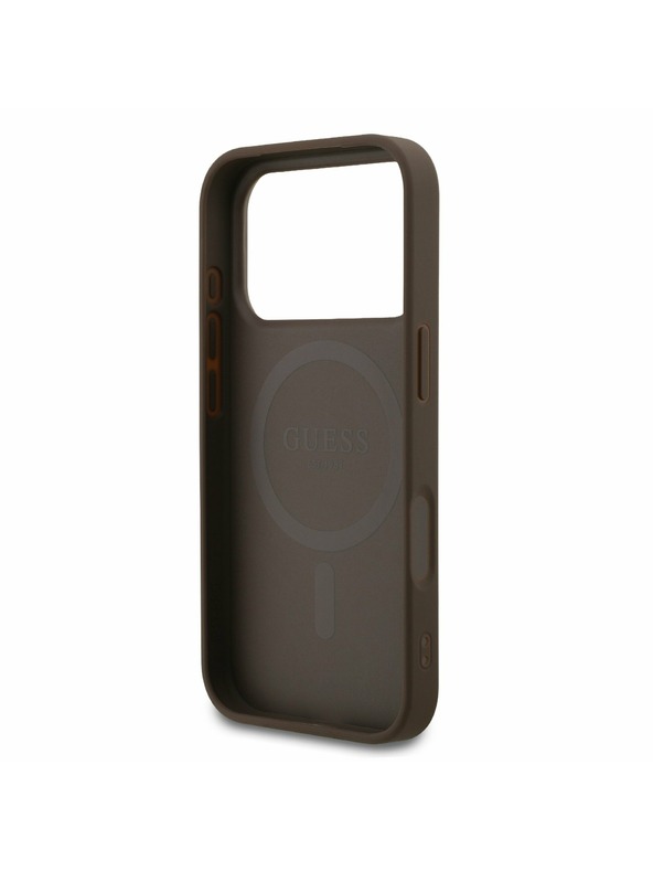 Guess Guess PU Leather 4G Colored Ring MagSafe Zadnji Ovitek za iPhone 17 Pro Brown