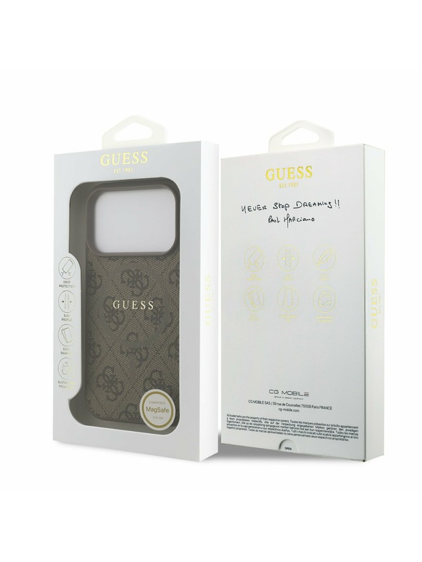 Guess Guess PU Leather 4G Colored Ring MagSafe Zadnji Ovitek za iPhone 17 Pro Brown
