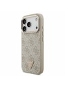 Guess Guess PU Leather 4G Strass Triangle Logo Gold Frame MagSafe Zadnji Ovitek za iPhone 17 Pro Pink