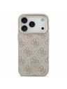 Guess Guess PU Leather 4G Strass Triangle Logo Gold Frame MagSafe Zadnji Ovitek za iPhone 17 Pro Pink