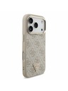 Guess Guess PU Leather 4G Strass Triangle Logo Gold Frame MagSafe Zadnji Ovitek za iPhone 17 Pro Pink