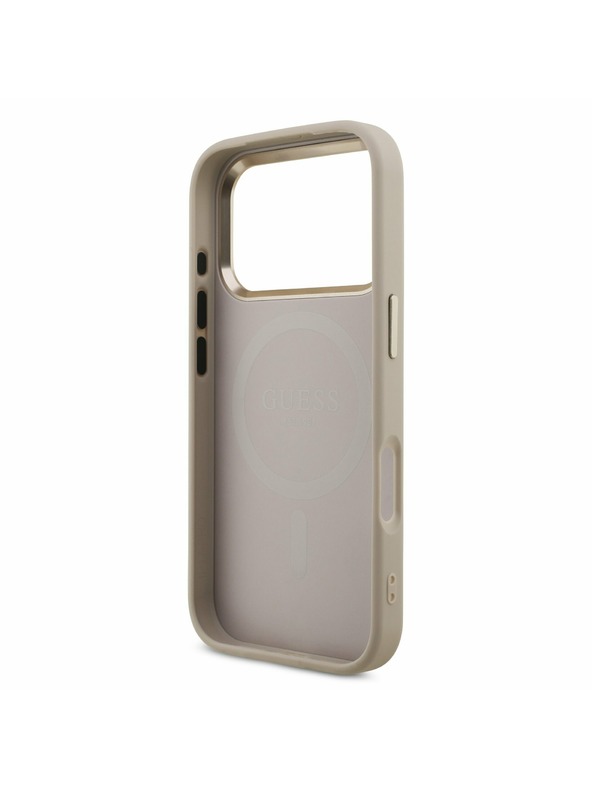 Guess Guess PU Leather 4G Strass Triangle Logo Gold Frame MagSafe Zadnji Ovitek za iPhone 17 Pro Pink
