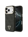 Guess Guess PU Leather 4G Strass Triangle Logo Gold Frame MagSafe Zadnji Ovitek za iPhone 17 Pro Black