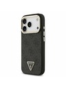 Guess Guess PU Leather 4G Strass Triangle Logo Gold Frame MagSafe Zadnji Ovitek za iPhone 17 Pro Black