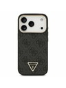 Guess Guess PU Leather 4G Strass Triangle Logo Gold Frame MagSafe Zadnji Ovitek za iPhone 17 Pro Black