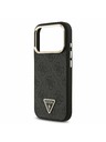 Guess Guess PU Leather 4G Strass Triangle Logo Gold Frame MagSafe Zadnji Ovitek za iPhone 17 Pro Black