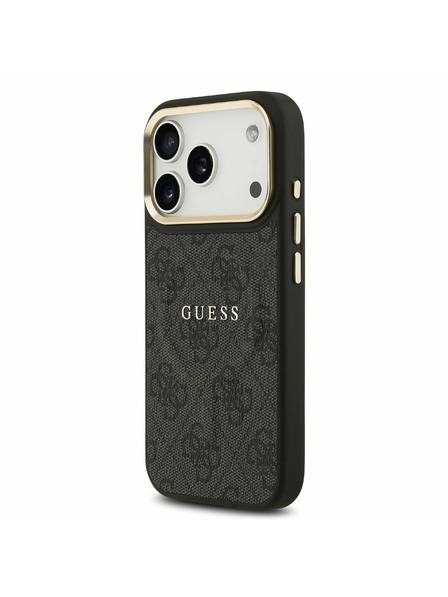 Guess Guess PU Leather 4G Gold Frame MagSafe Zadnji Ovitek za iPhone 17 Pro Black