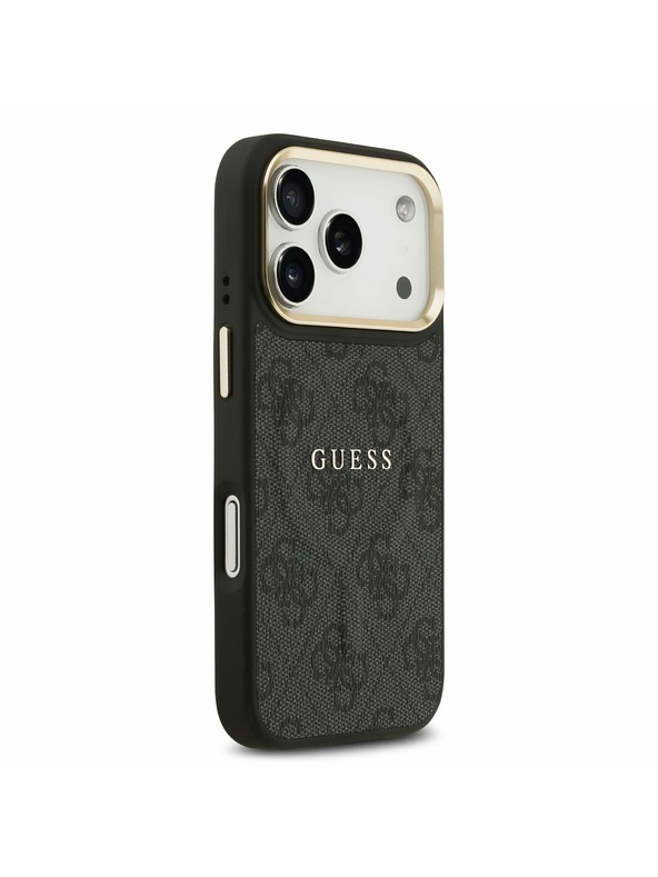 Guess Guess PU Leather 4G Gold Frame MagSafe Zadnji Ovitek za iPhone 17 Pro Black