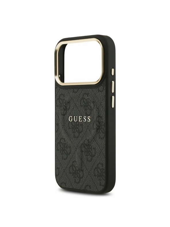 Guess Guess PU Leather 4G Gold Frame MagSafe Zadnji Ovitek za iPhone 17 Pro Black