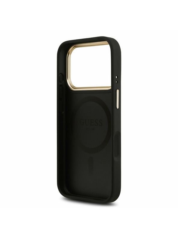 Guess Guess PU Leather 4G Gold Frame MagSafe Zadnji Ovitek za iPhone 17 Pro Black