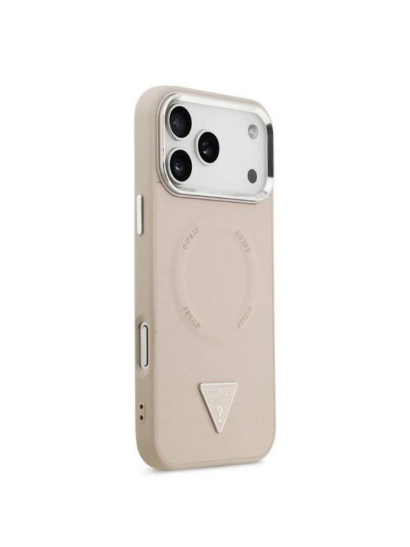 Guess Guess PU Leather Triangle Logo MagSafe Zadnji Ovitek za iPhone 17 Pro Pink