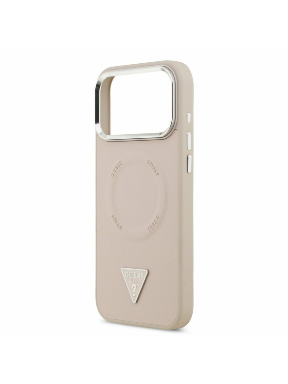 Guess Guess PU Leather Triangle Logo MagSafe Zadnji Ovitek za iPhone 17 Pro Pink
