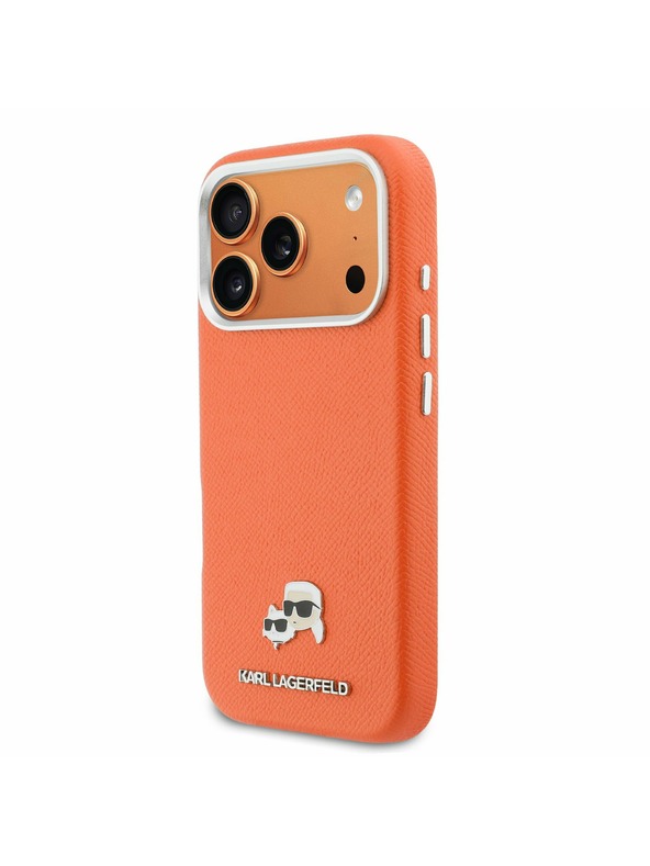 Karl Lagerfeld Karl Lagerfeld PU Karl and Choupette Heads Pins MagSafe Zadnji Ovitek za iPhone 17 Pro Orange