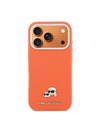 Karl Lagerfeld Karl Lagerfeld PU Karl and Choupette Heads Pins MagSafe Zadnji Ovitek za iPhone 17 Pro Orange