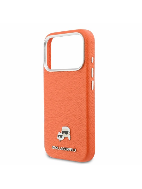 Karl Lagerfeld Karl Lagerfeld PU Karl and Choupette Heads Pins MagSafe Zadnji Ovitek za iPhone 17 Pro Orange
