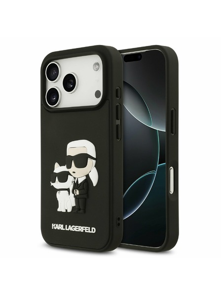 Karl Lagerfeld Karl Lagerfeld 3D Rubber Karl and Choupette Zadnji Ovitek za iPhone 17 Pro Black