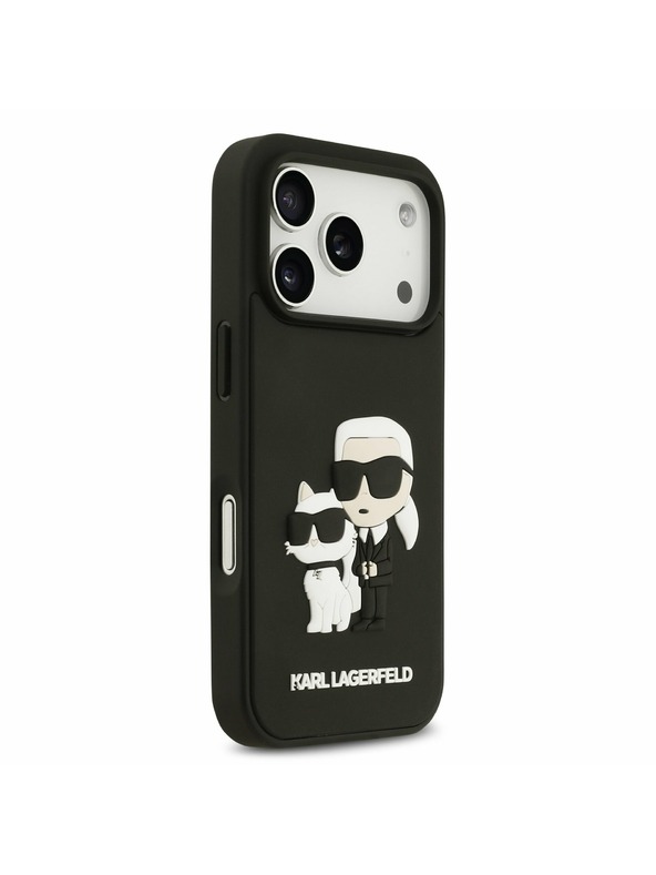 Karl Lagerfeld Karl Lagerfeld 3D Rubber Karl and Choupette Zadnji Ovitek za iPhone 17 Pro Black