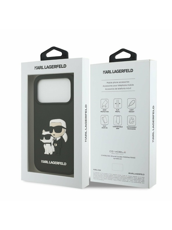 Karl Lagerfeld Karl Lagerfeld 3D Rubber Karl and Choupette Zadnji Ovitek za iPhone 17 Pro Black
