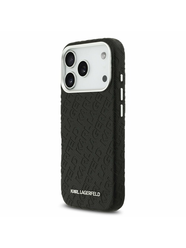 Karl Lagerfeld Karl Lagerfeld Grained PU Repeated Logo MagSafe Zadnji Ovitek za iPhone 17 Pro Black
