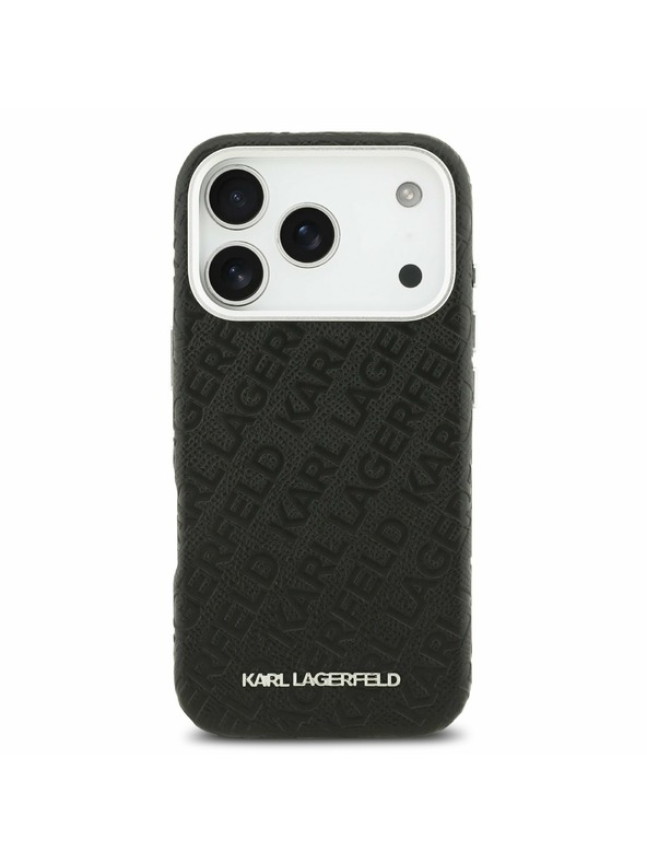 Karl Lagerfeld Karl Lagerfeld Grained PU Repeated Logo MagSafe Zadnji Ovitek za iPhone 17 Pro Black