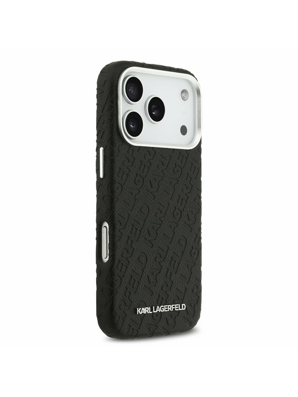 Karl Lagerfeld Karl Lagerfeld Grained PU Repeated Logo MagSafe Zadnji Ovitek za iPhone 17 Pro Black