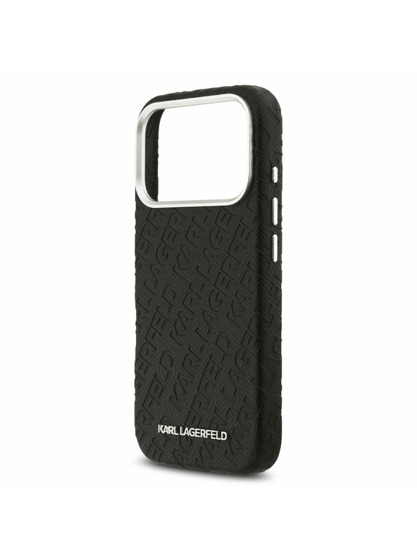 Karl Lagerfeld Karl Lagerfeld Grained PU Repeated Logo MagSafe Zadnji Ovitek za iPhone 17 Pro Black