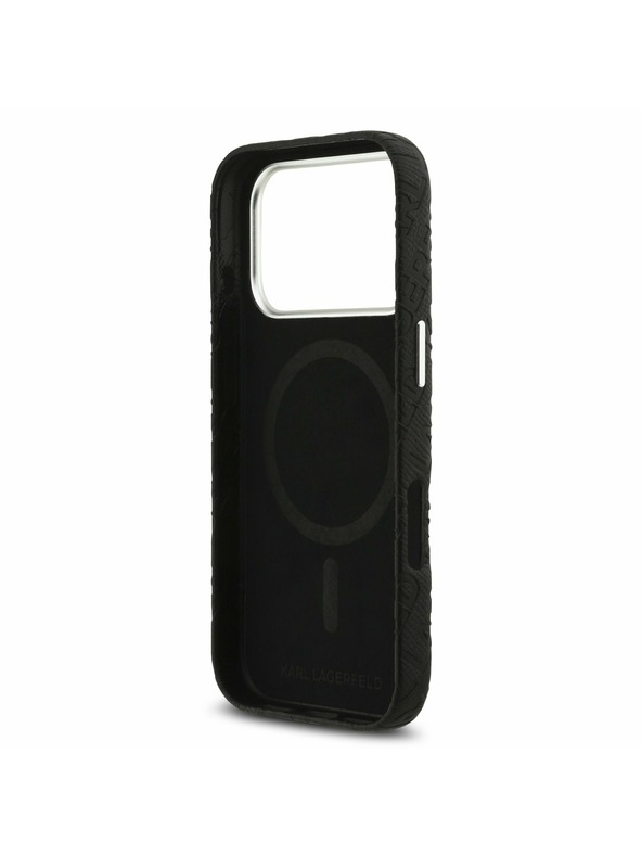 Karl Lagerfeld Karl Lagerfeld Grained PU Repeated Logo MagSafe Zadnji Ovitek za iPhone 17 Pro Black