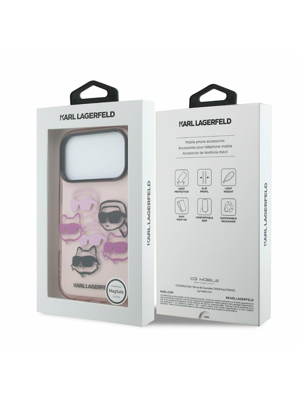 Karl Lagerfeld Karl Lagerfeld IML Multi K&CH Heads Zadnji Ovitek za iPhone 17 Pro Pink