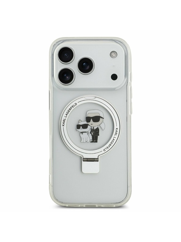 Karl Lagerfeld Karl Lagerfeld Ringstand Karl and Choupette MagSafe Zadnji Ovitek za iPhone 17 Pro White